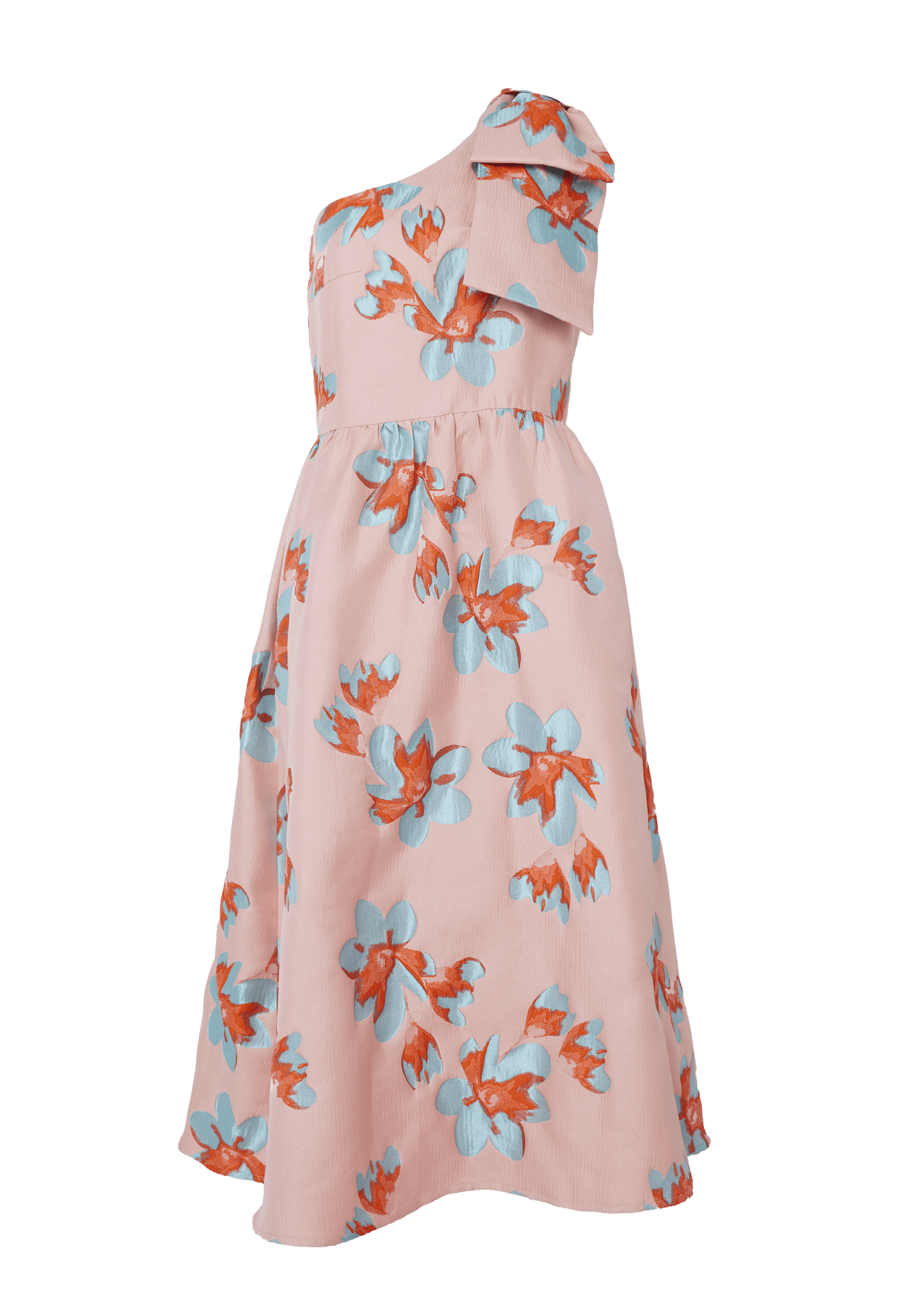 Robe Caroline en jacquard rose plumeria