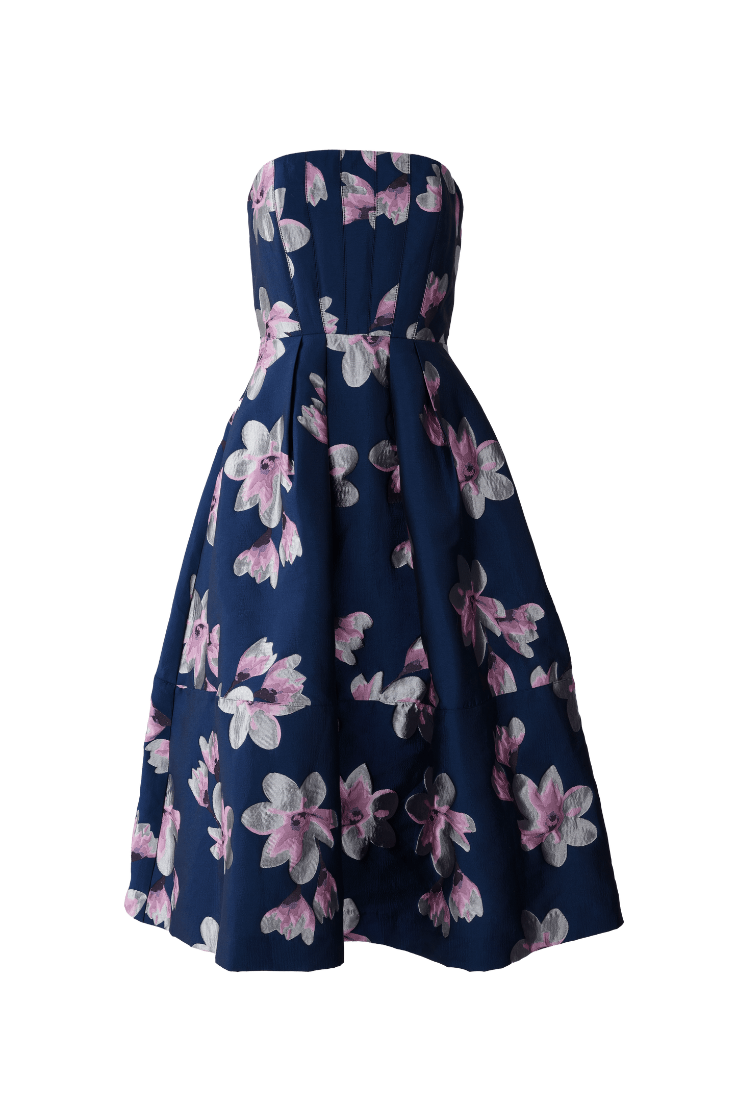 Robe Catherine en jacquard bleu plumeria