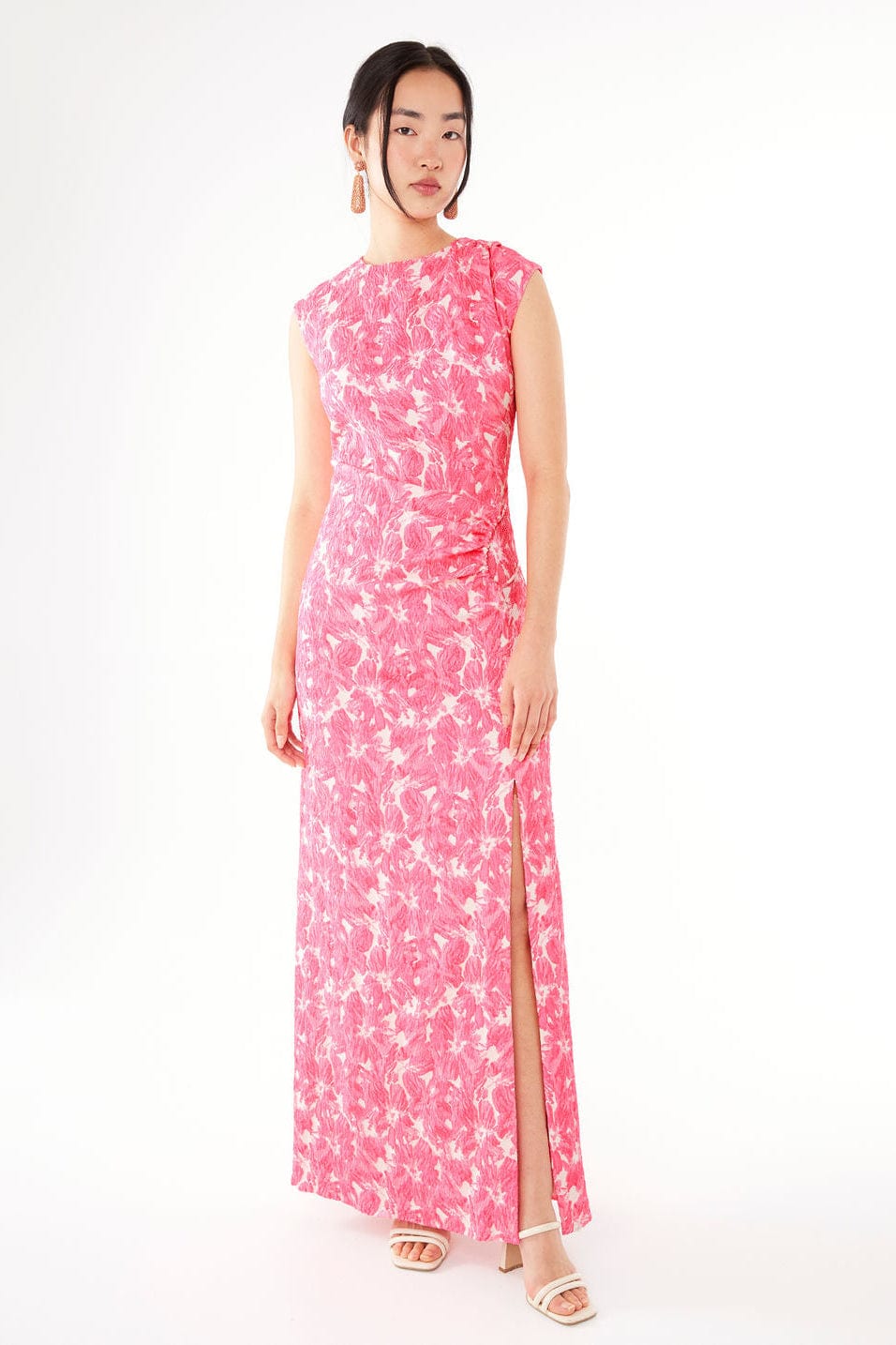 Robe Stefanie en jacquard hibiscus rose vif