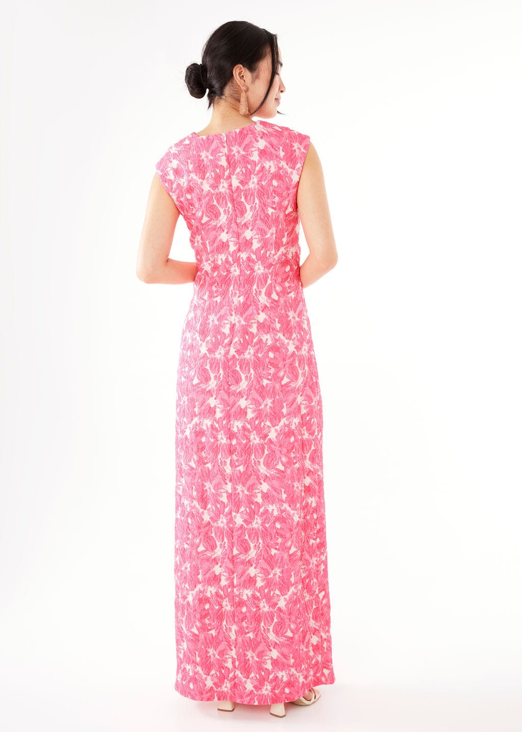 Robe Stefanie en jacquard hibiscus rose vif