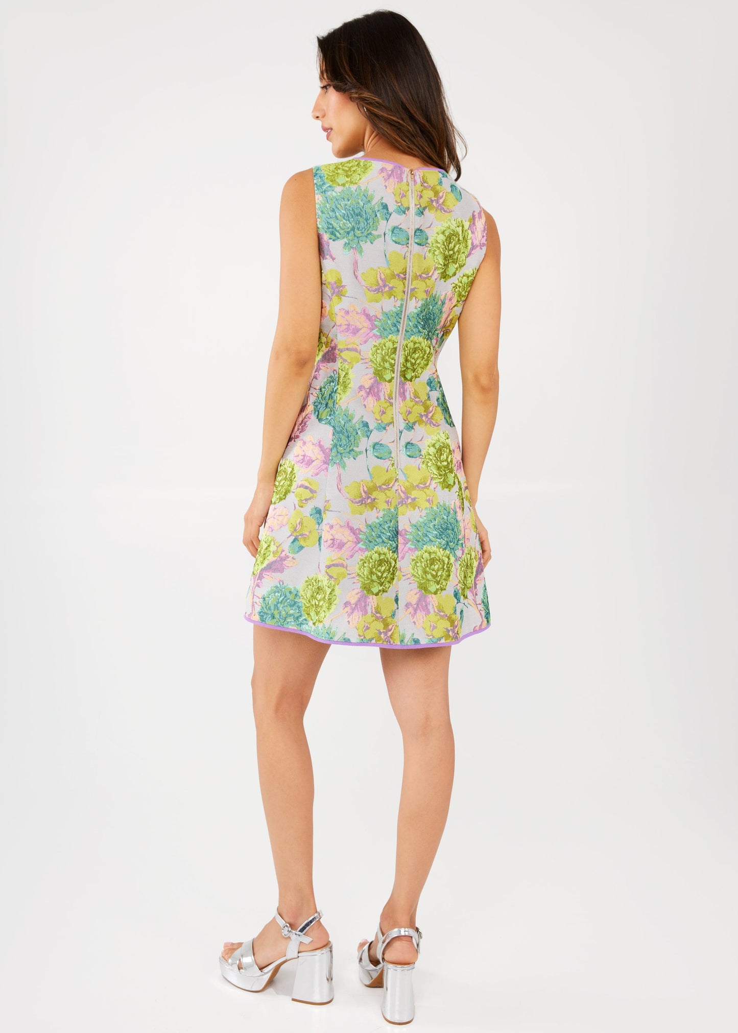 Robe Avery Chartreuse Vintage Dahlia Jacquard