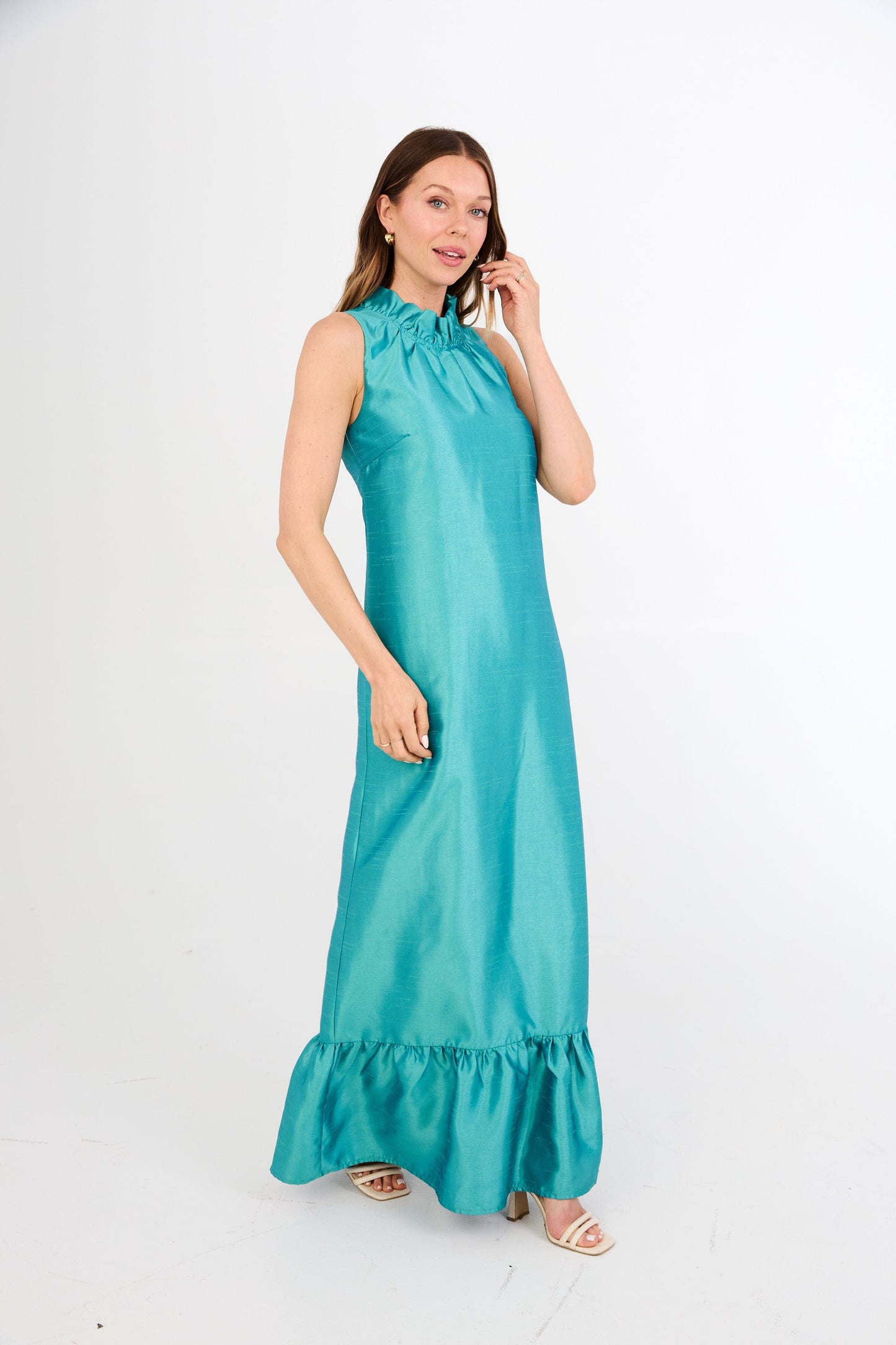 Robe Camille Teal Dupioni