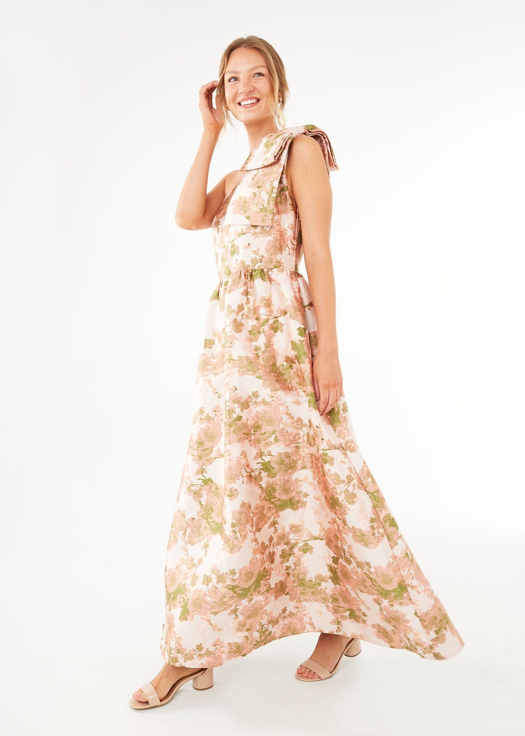 Robe Caroline en jacquard gypsophile