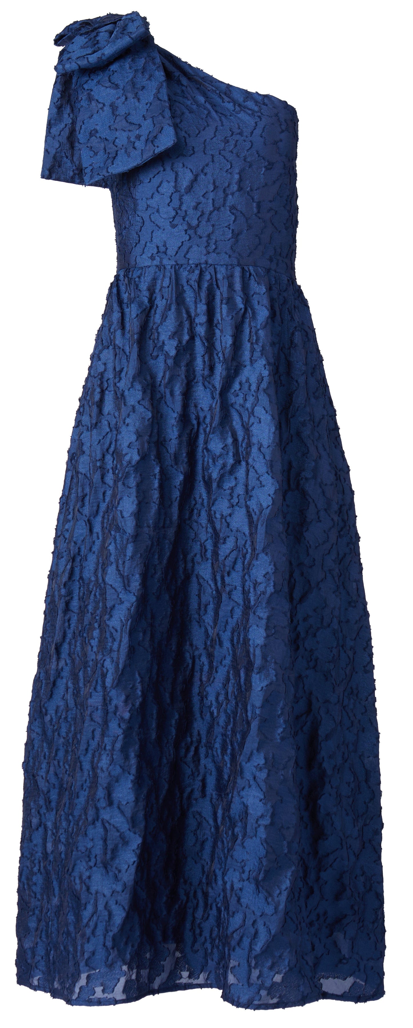 Robe Caroline à une épaule en organza bleu marine