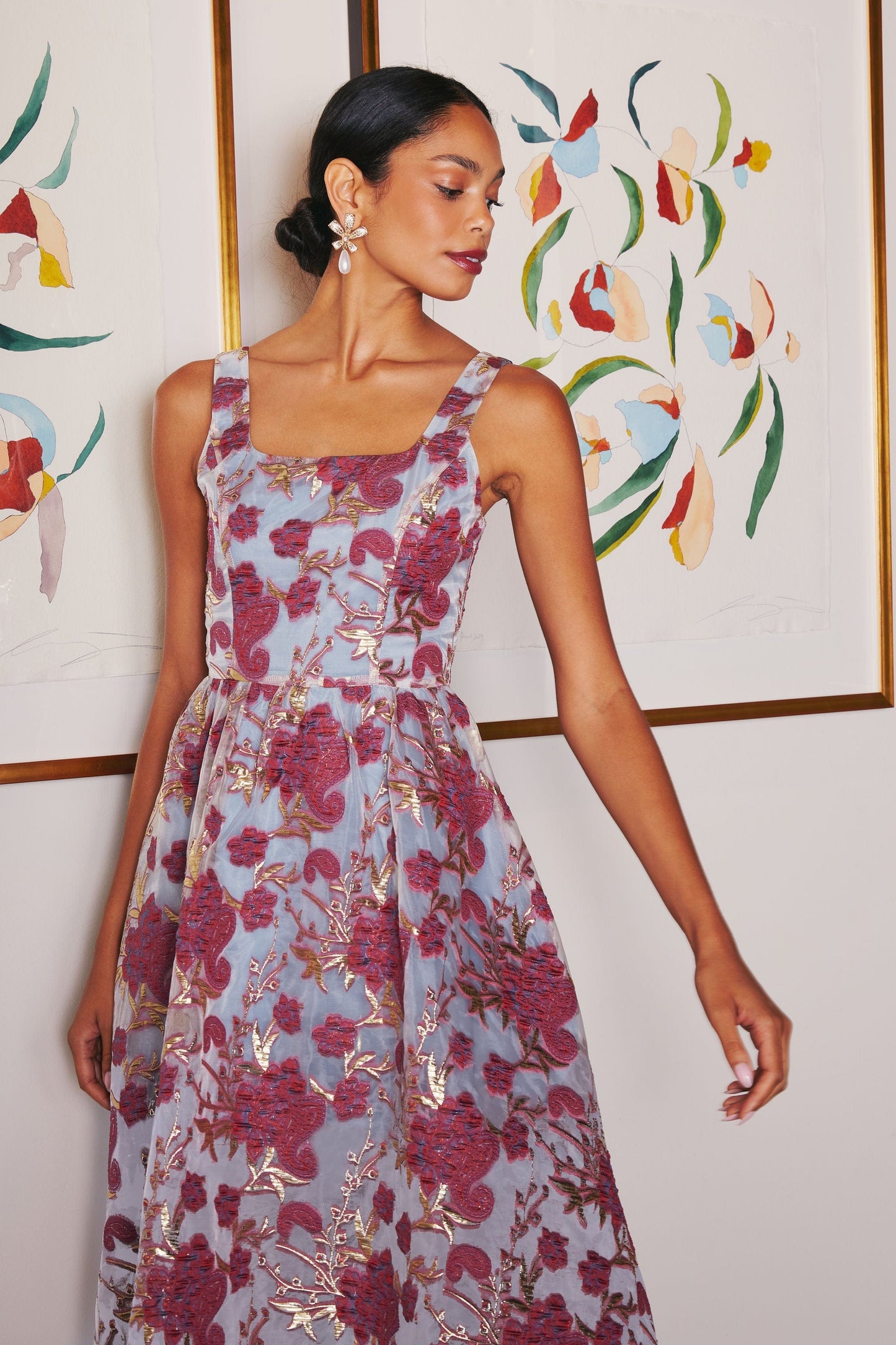 Robe Victoria en organza pétale clair de lune