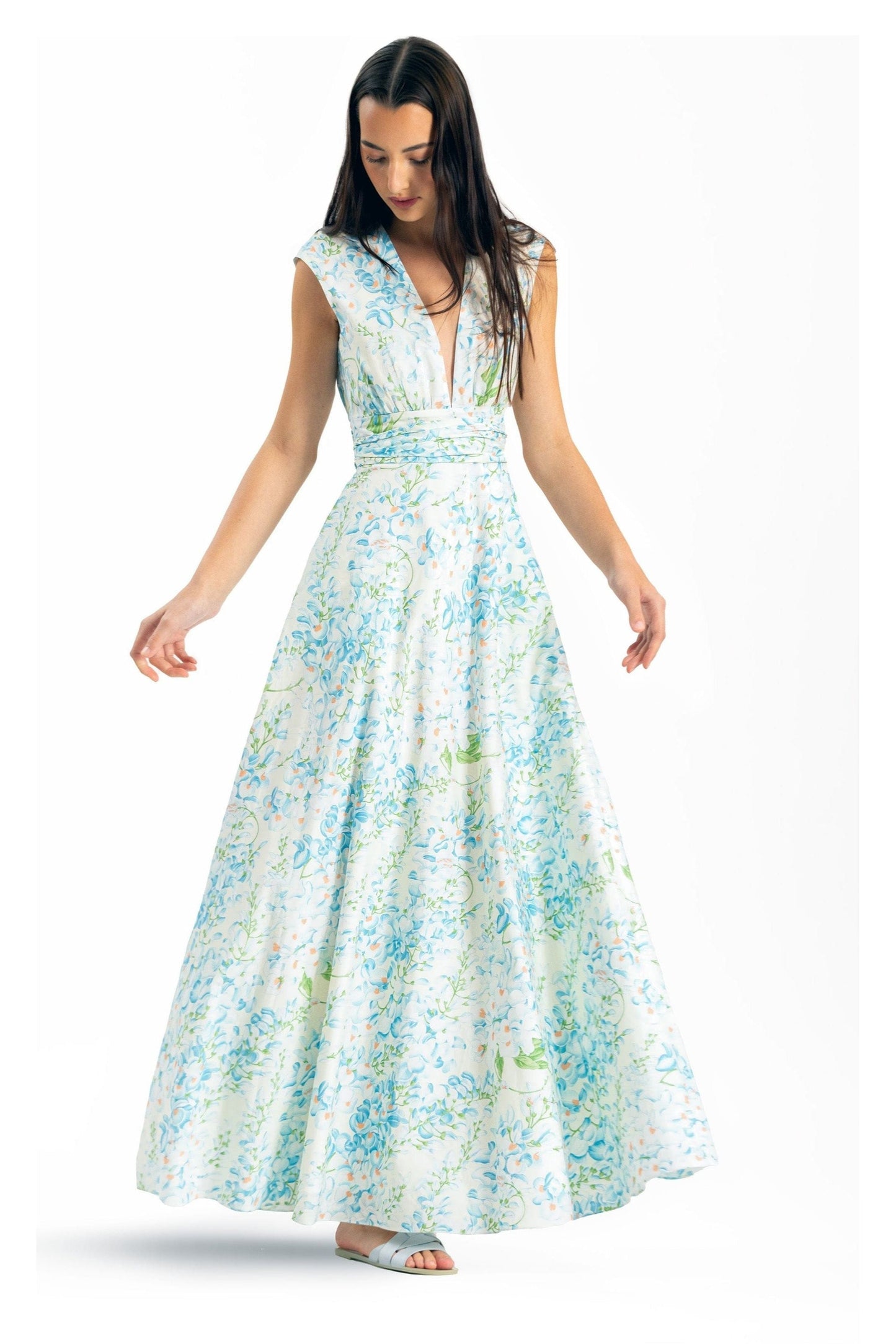 Robe fleurie Fiamma Blue Wisteria