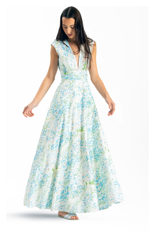 Robe fleurie Fiamma Blue Wisteria