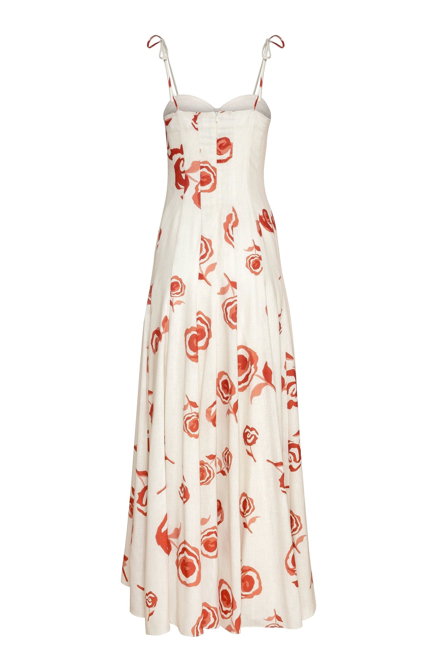 Robe longue Rosetta ivoire rouge