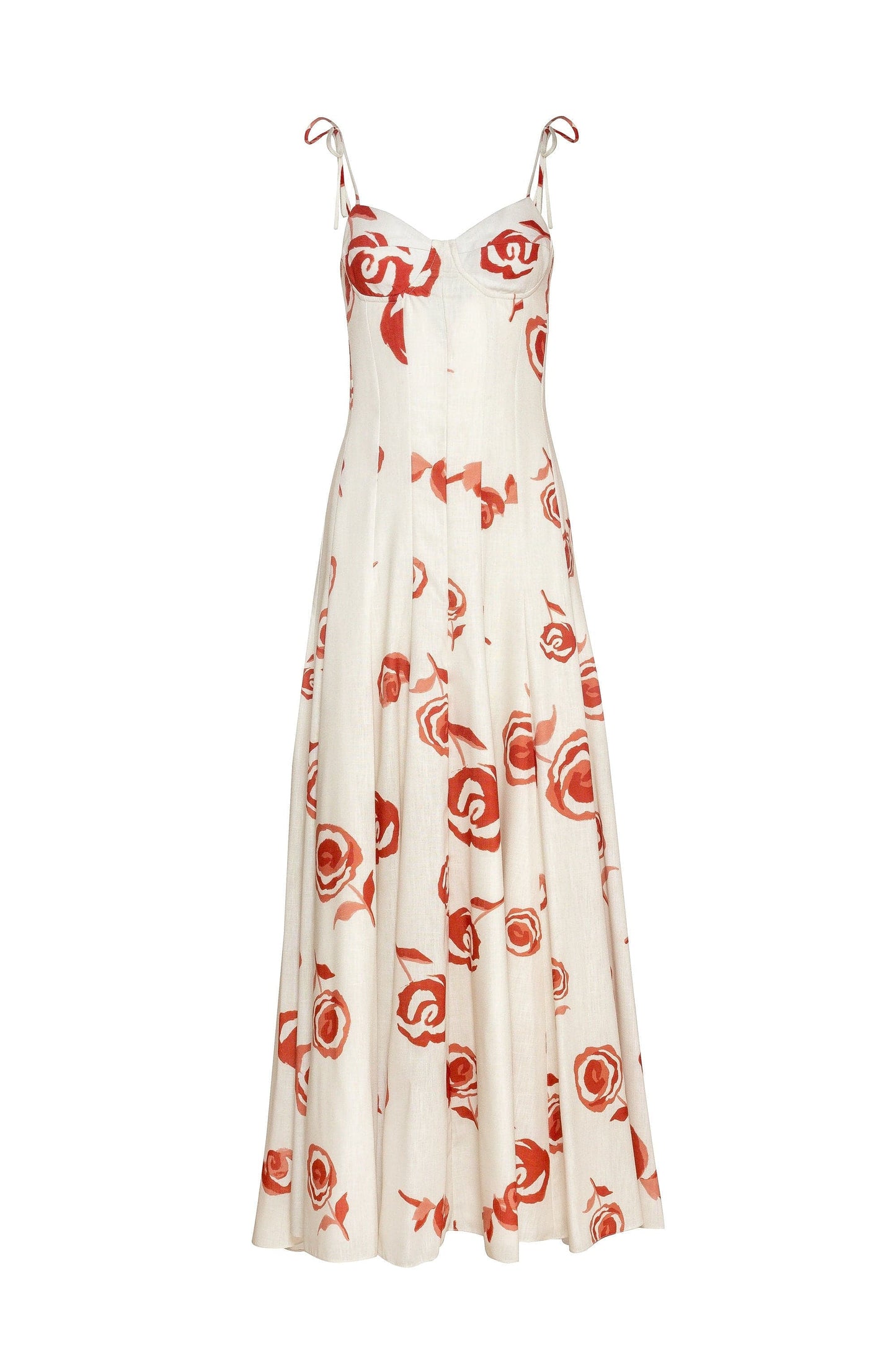 Robe longue Rosetta ivoire rouge