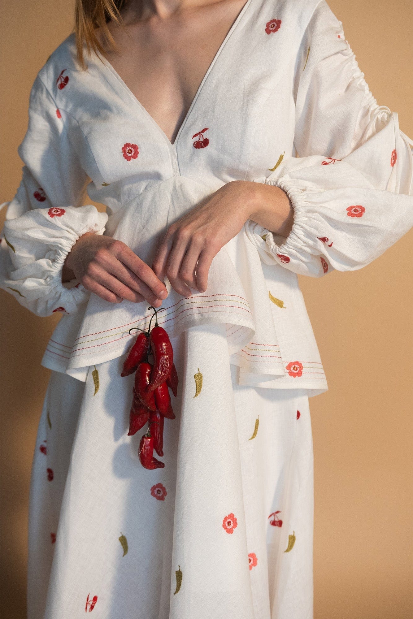 Robe Ola Bordado Cerise Picante