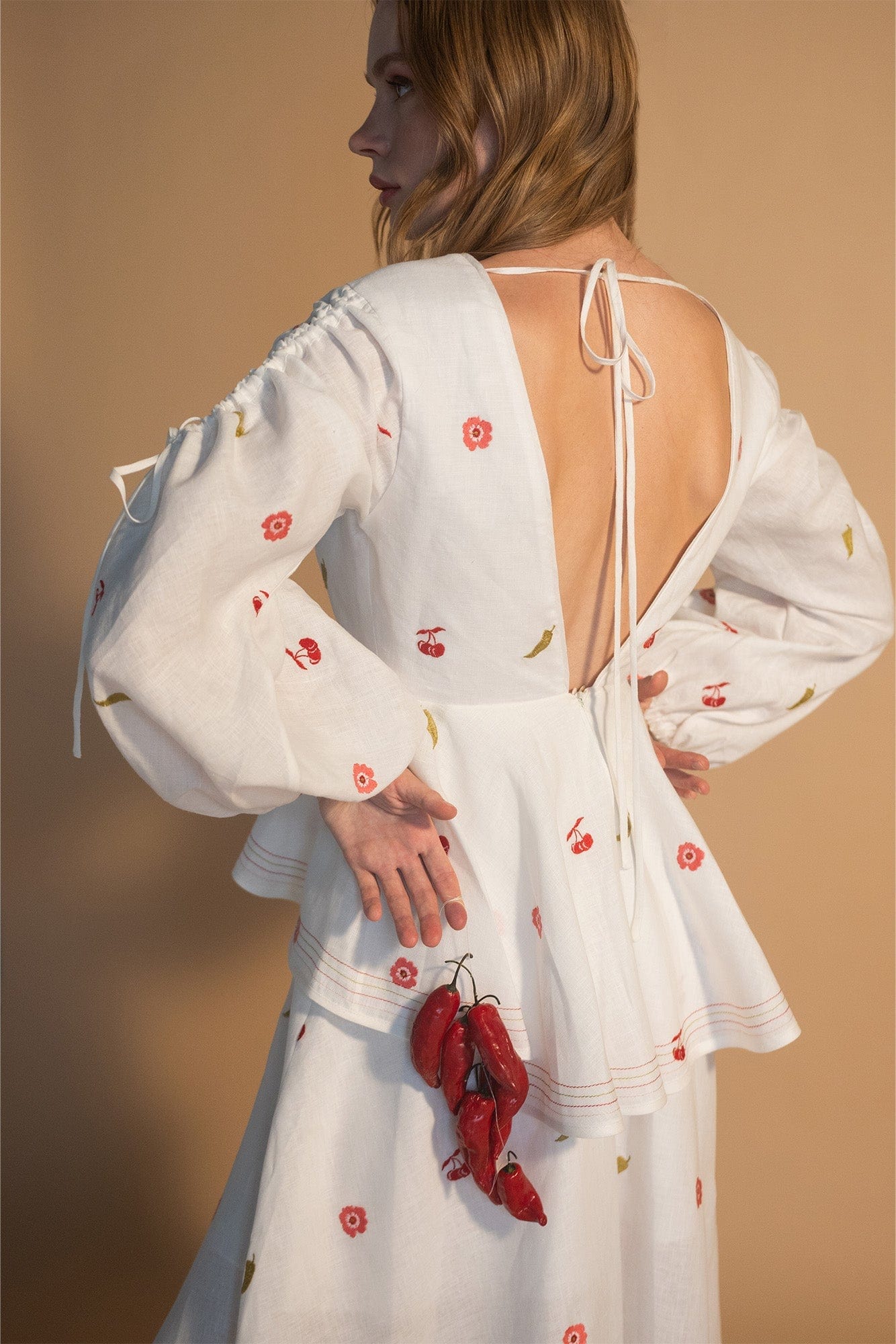 Robe Ola Bordado Cerise Picante