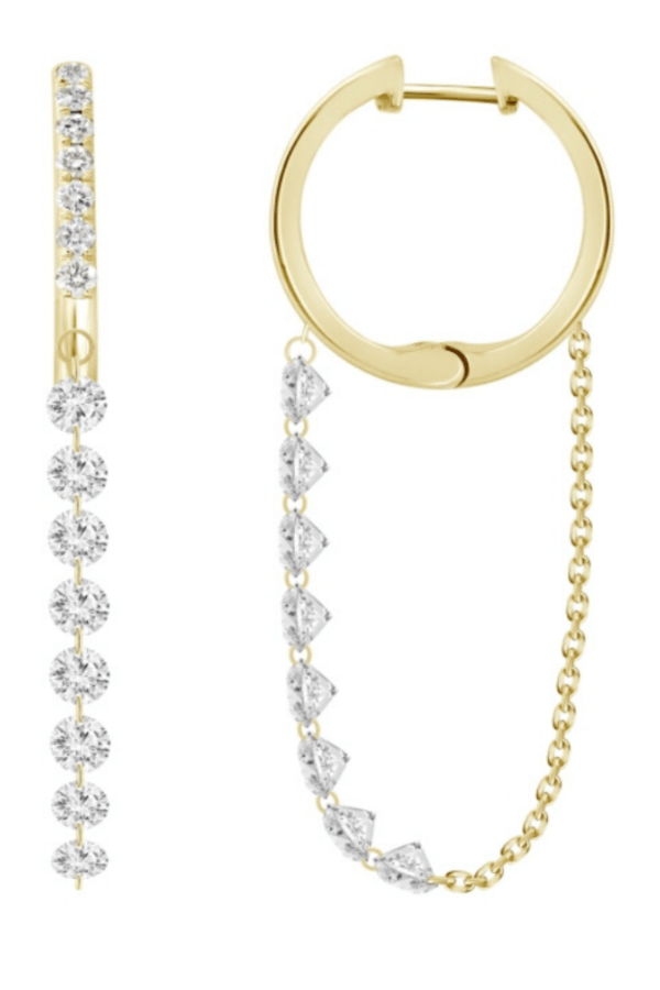Boucles d'oreilles à chaîne tennis en diamant