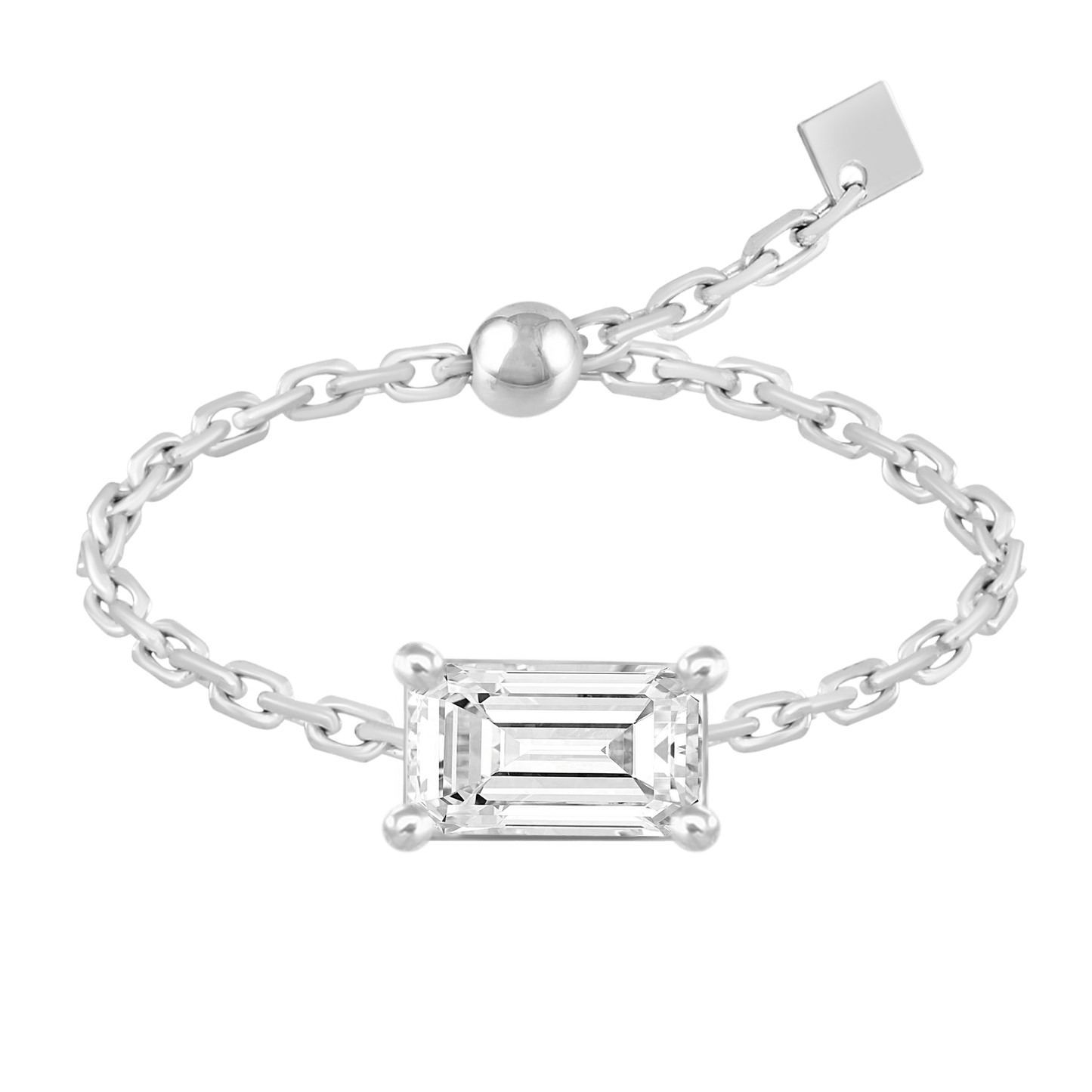 Bague chaîne taille émeraude | Réglable