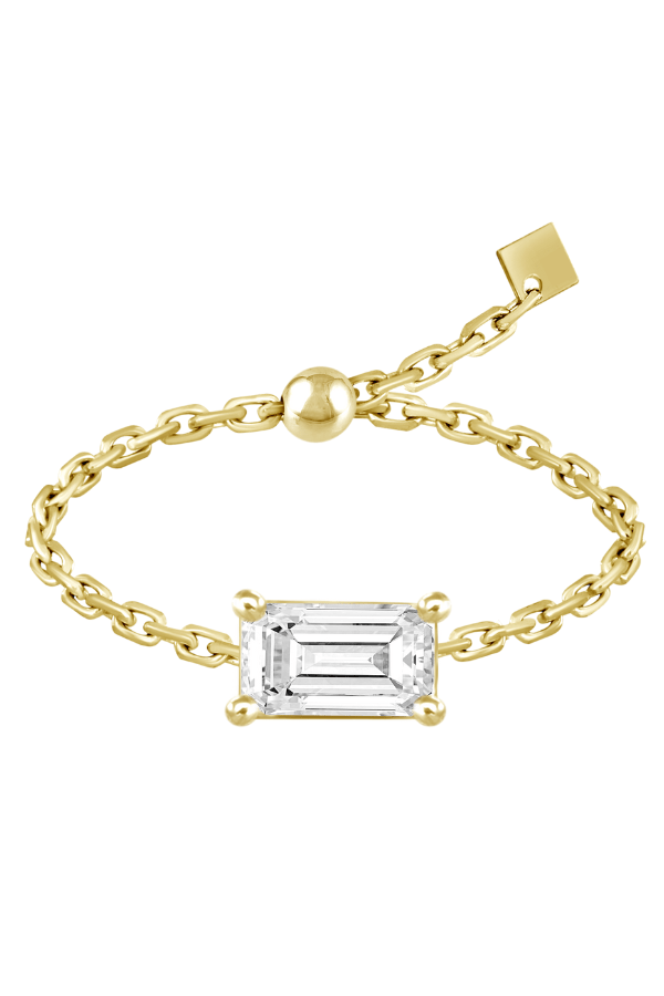 Bague chaîne taille émeraude | Réglable