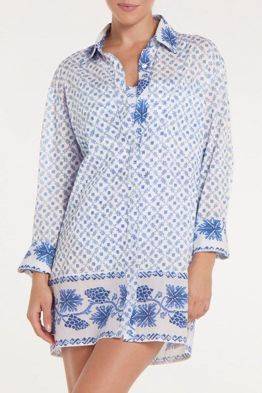 Robe chemise Marie à pois Santorin