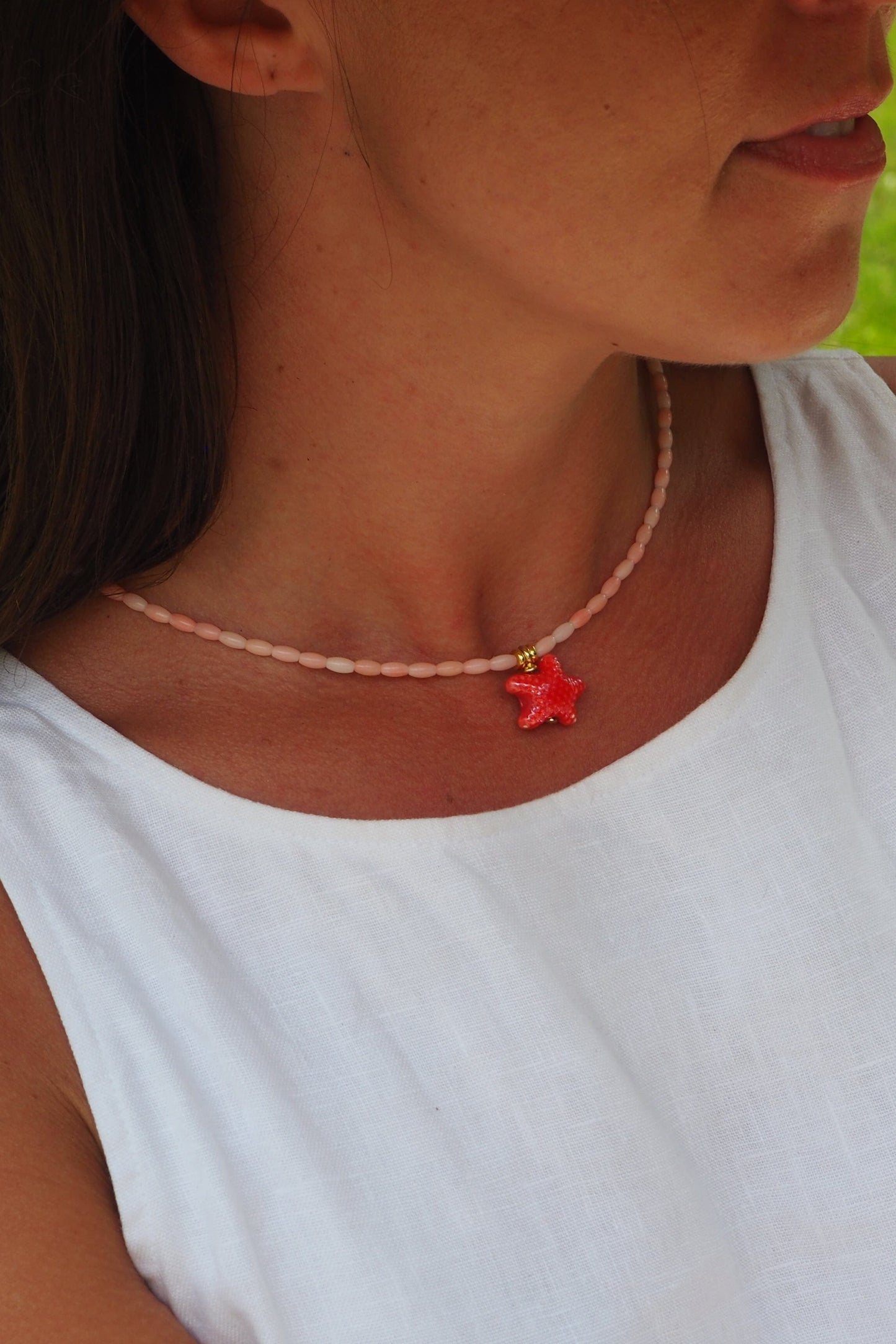 Collier étoile de mer corail