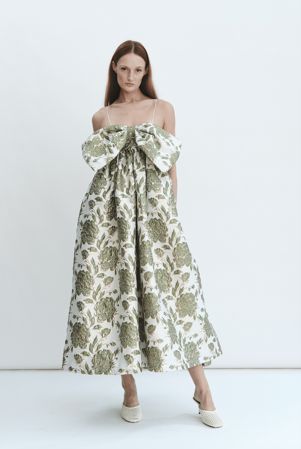 Robe à nœud en brocart émeraude