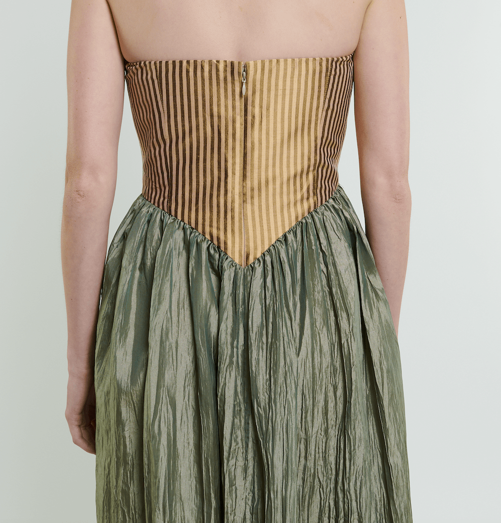 Robe longue Roxanne en crème et mousse