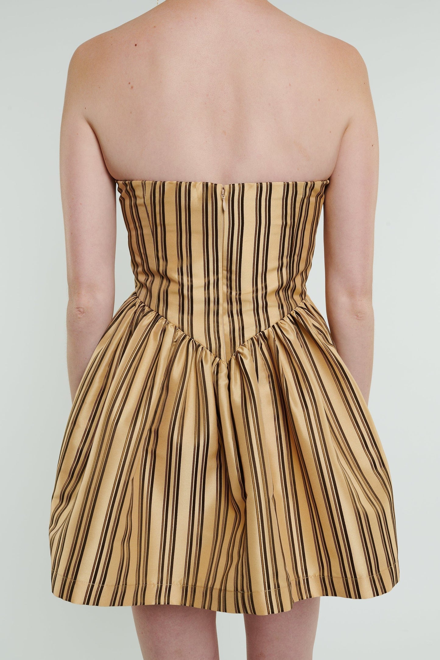 Robe courte Roxanne à rayures crème