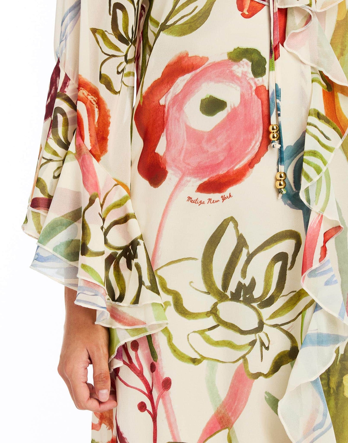 Robe mi-longue caftan bimini à volants