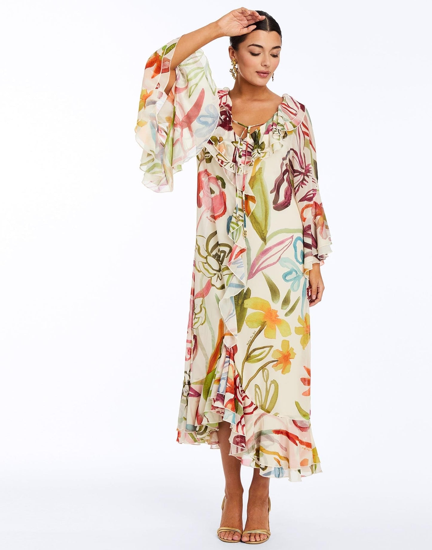 Robe mi-longue caftan bimini à volants