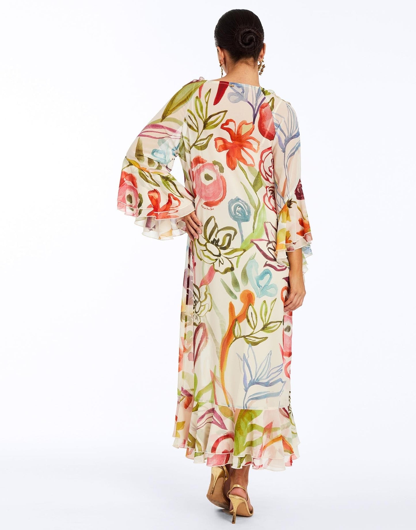 Robe mi-longue caftan bimini à volants