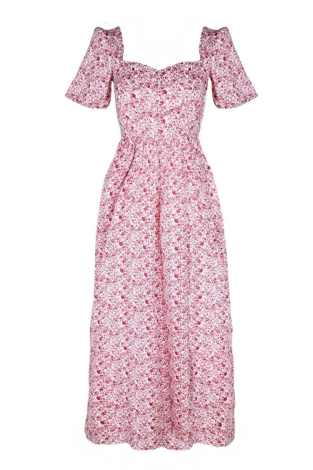 Robe longue Beatrice Liberty rose + blanc laiteux