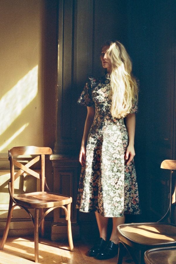 Robe Esther / Coton fleuri noir