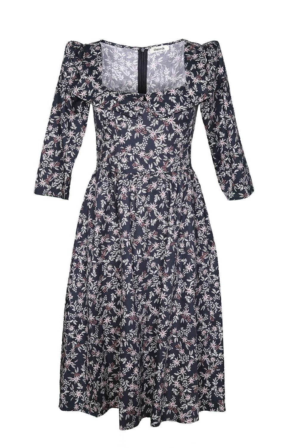 Robe Marisol / Coton fleuri noir
