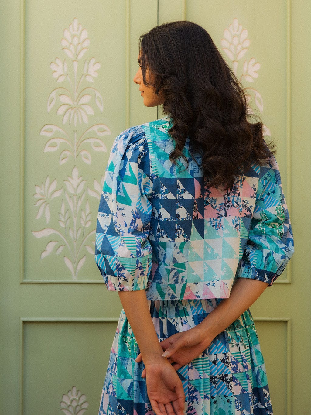 Mimi Top Vert & Bleu Géo