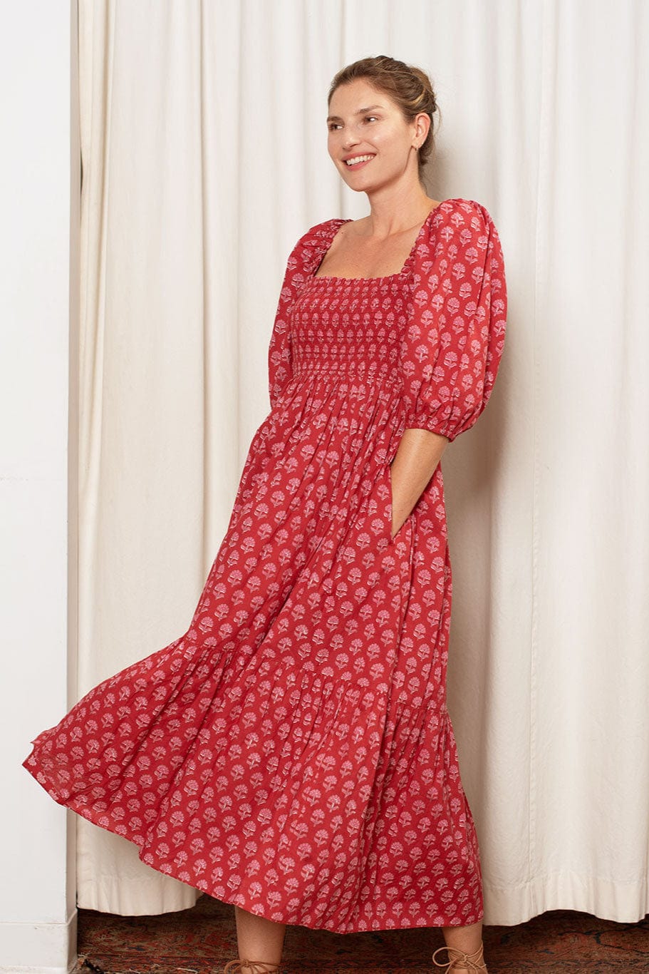 Robe Elsie Hortensia rouge et rose