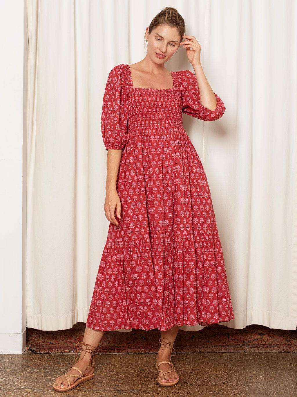 Robe Elsie Hortensia rouge et rose