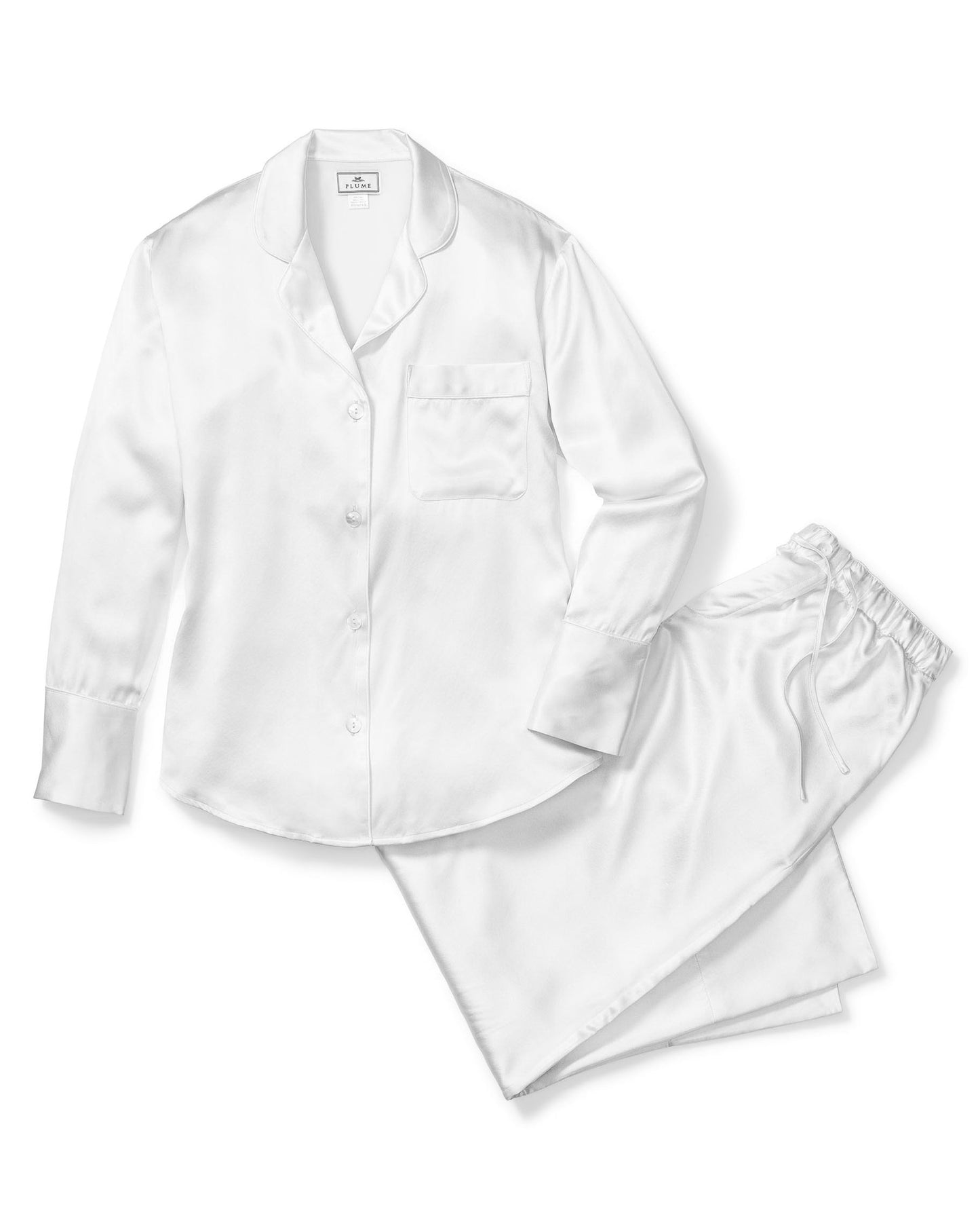 Ensemble pyjama en soie pour femme en blanc