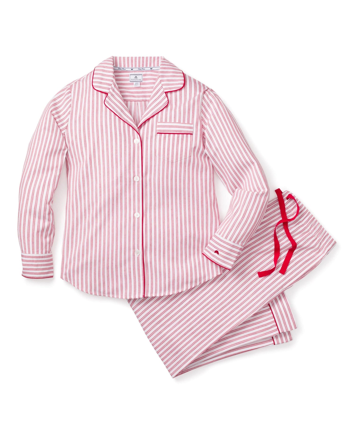 Ensemble pyjama en sergé pour femme, coutil rouge antique