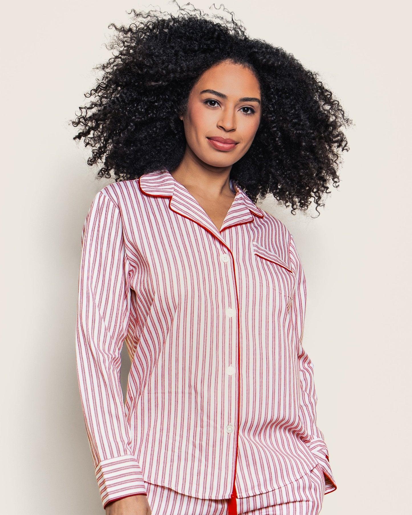 Ensemble pyjama en sergé pour femme, coutil rouge antique