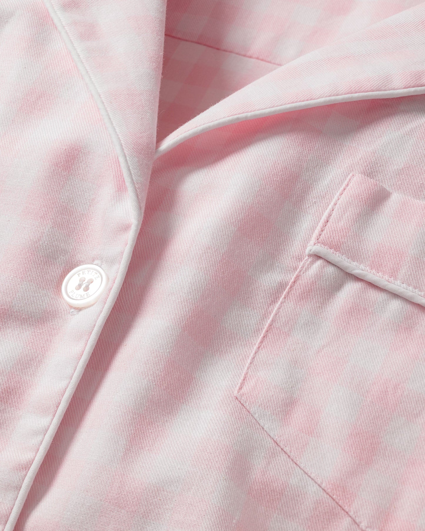 Ensemble pyjama en sergé pour femme à carreaux vichy rose