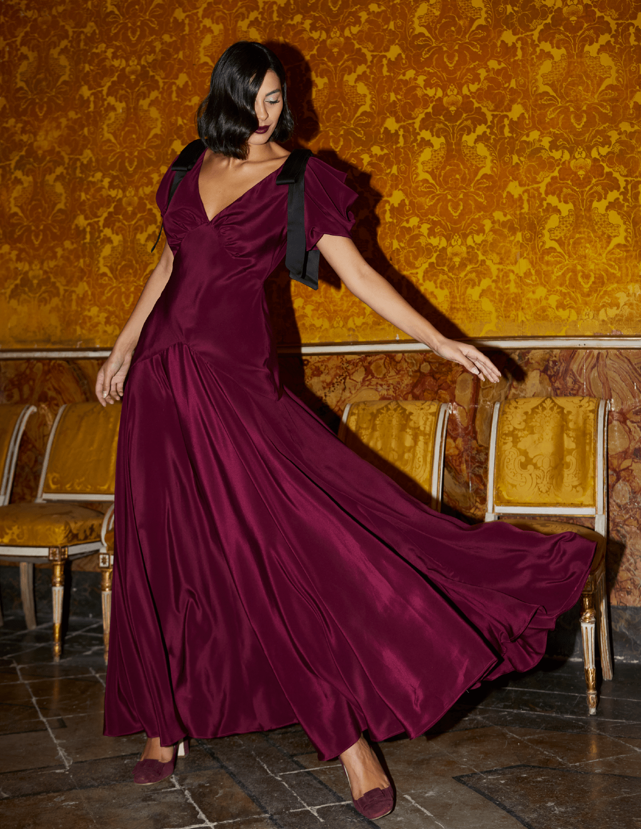 Robe à nœud Amara Mûre