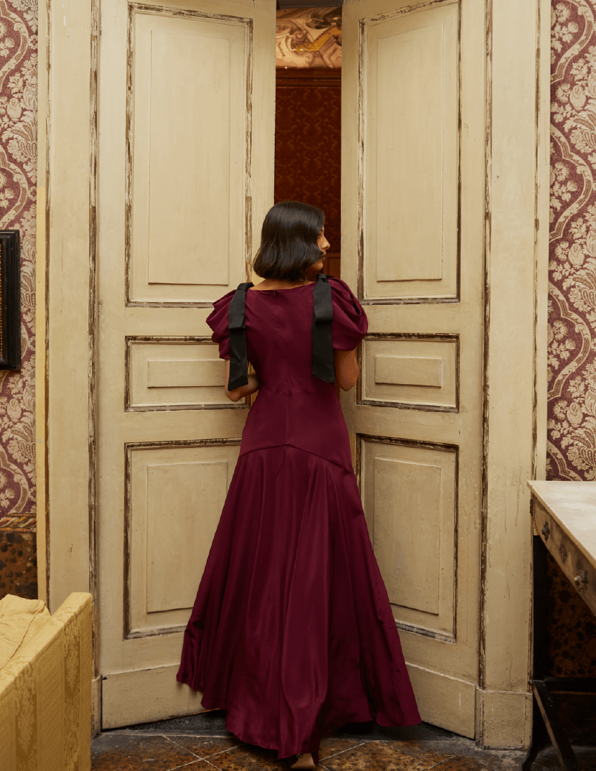 Robe à nœud Amara Mûre