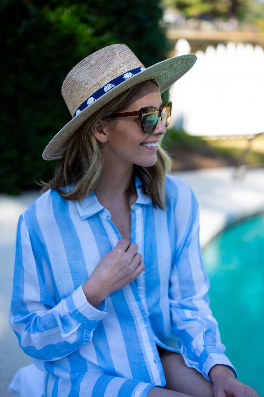 Robe chemise Positano - Rayures Cabana bleu/blanc