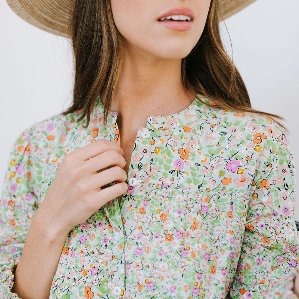 Robe Anna à fleurs de citron vert