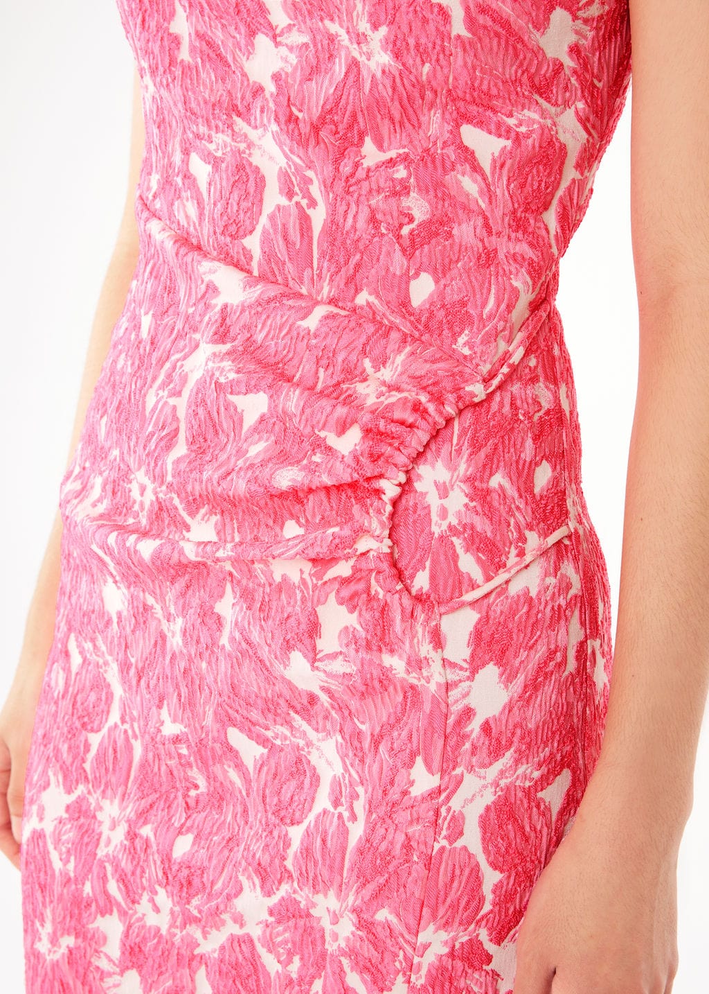 Robe Stefanie en jacquard hibiscus rose vif