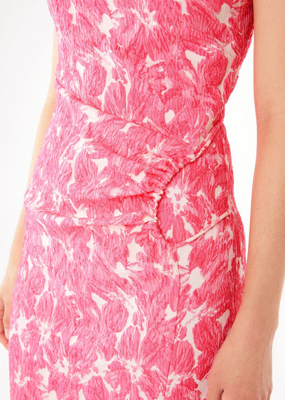 Robe Stefanie en jacquard hibiscus rose vif