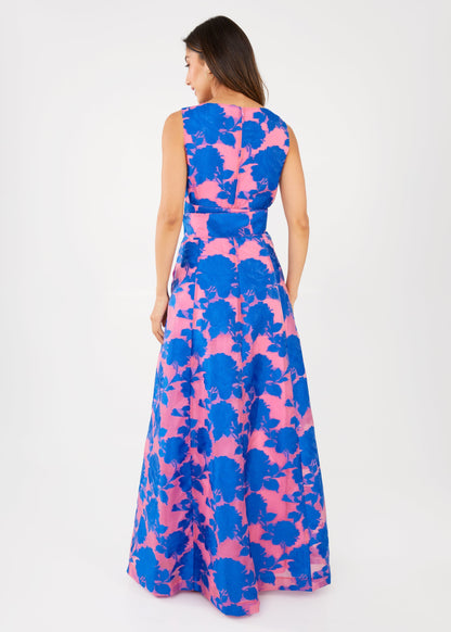 Robe Arden en organza rose et bleu thé