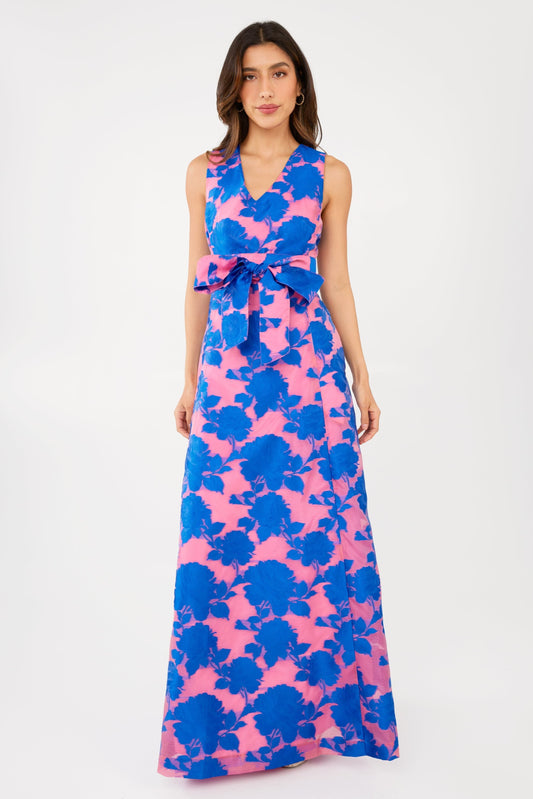 Robe Arden en organza rose et bleu thé