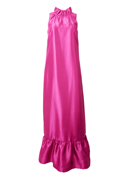 Robe Camille en dupioni rose vif