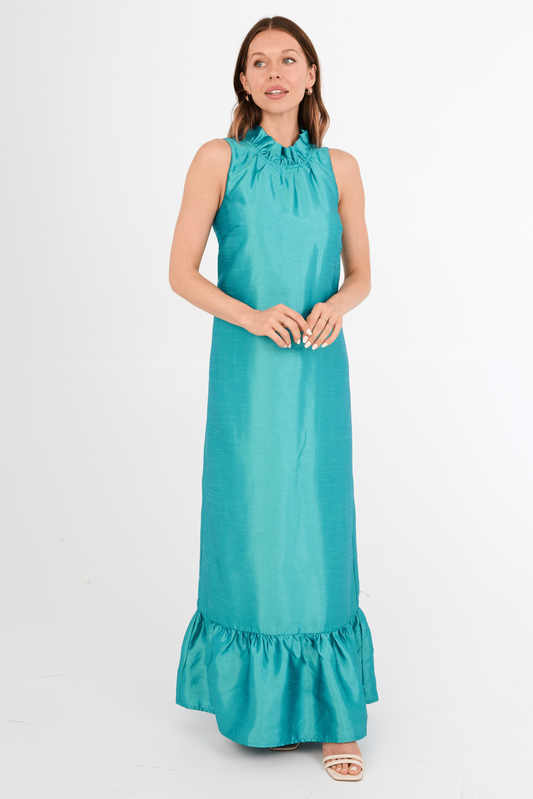 Robe Camille Teal Dupioni