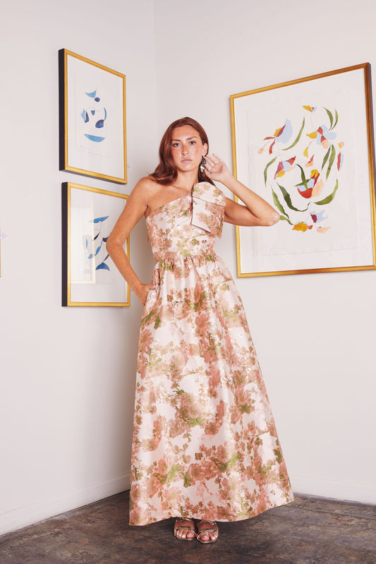 Robe Caroline en jacquard gypsophile