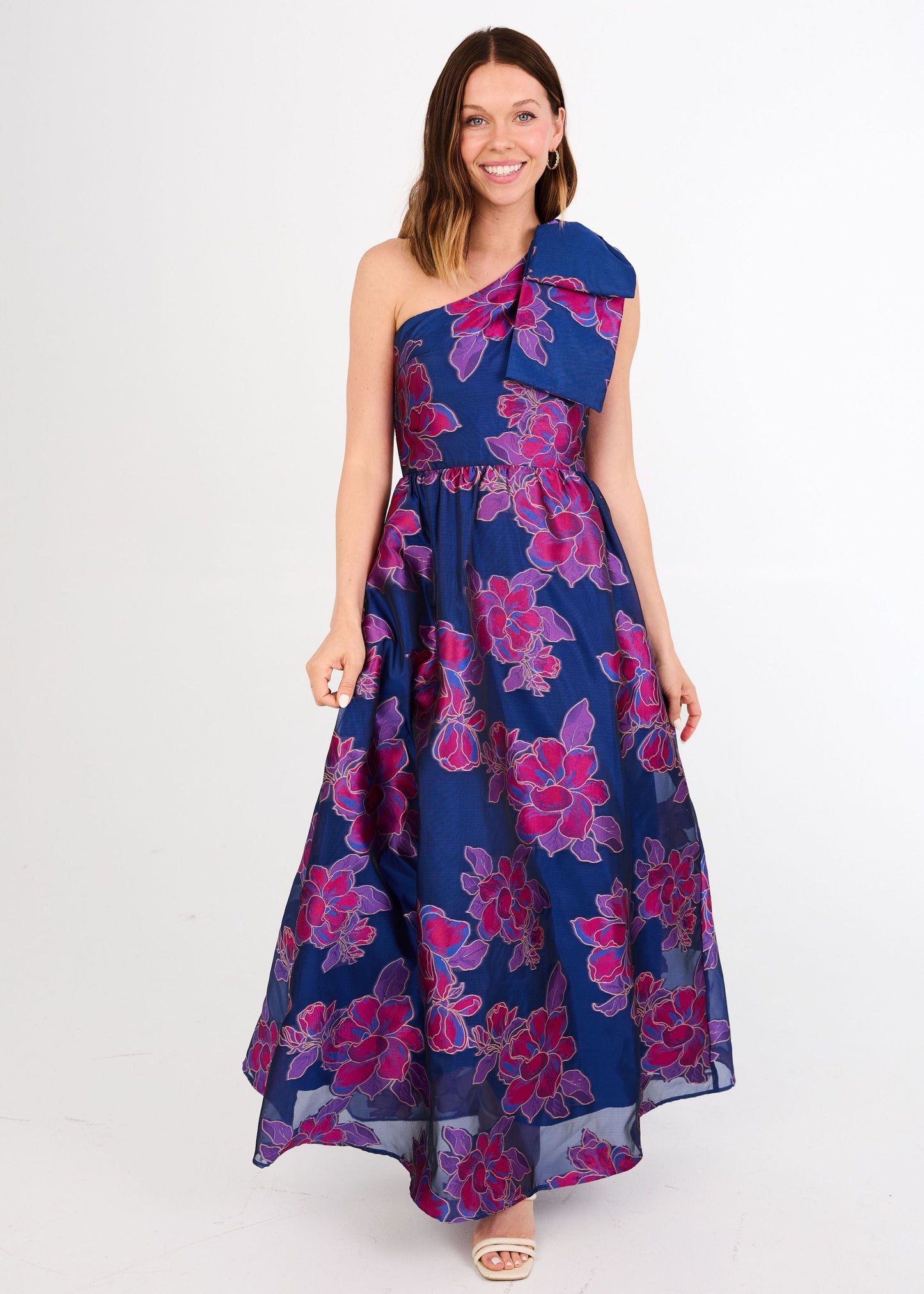 Robe Caroline Fuchsia Marine Pivoine Organza