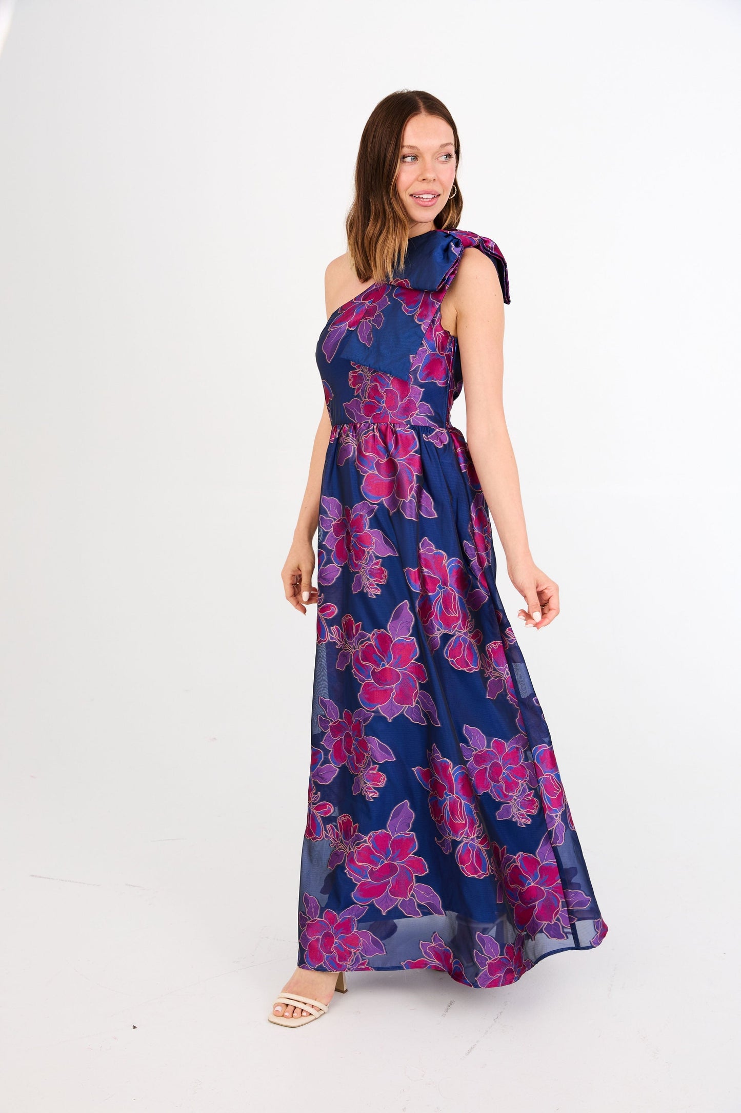 Robe Caroline Fuchsia Marine Pivoine Organza