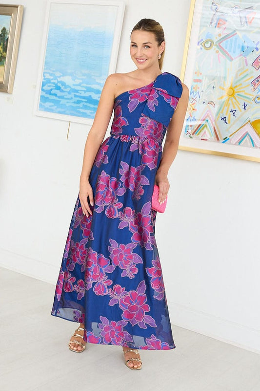 Robe Caroline Fuchsia Marine Pivoine Organza